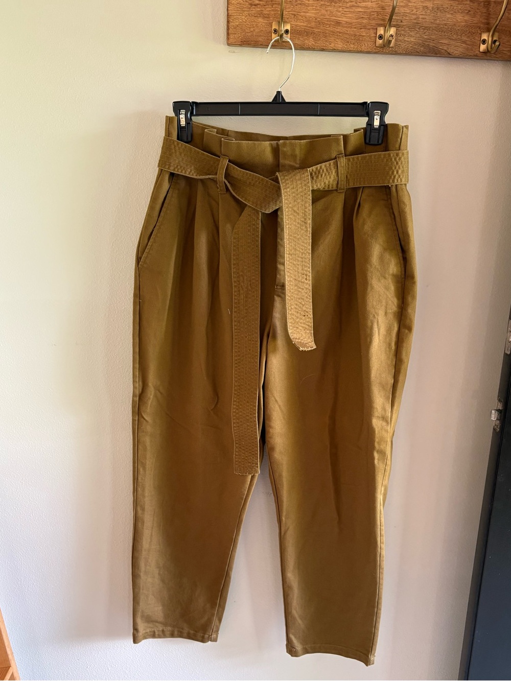 a new day Olive-Tone High Waist Paperbag Pants with Belt